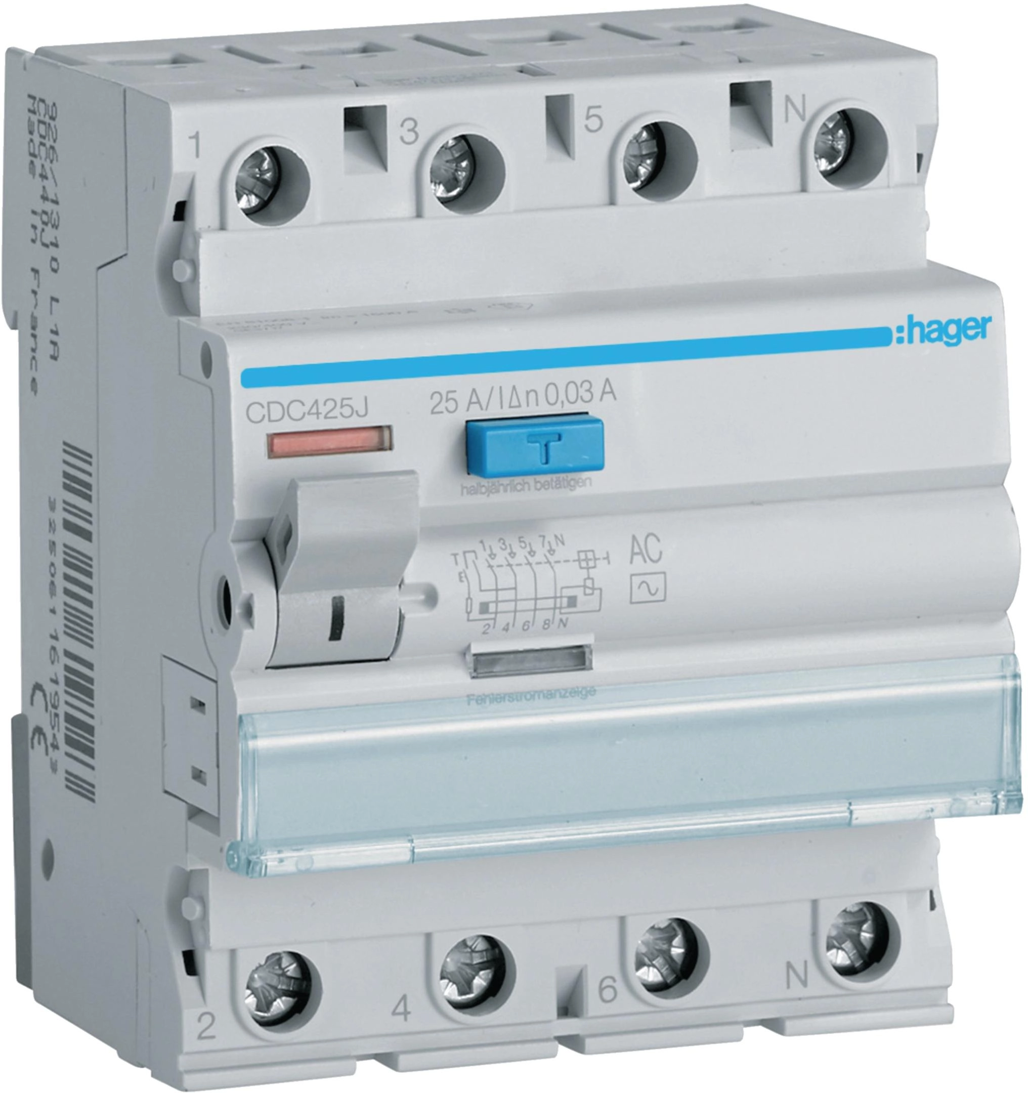 Residual current circuit breaker 4P 25A