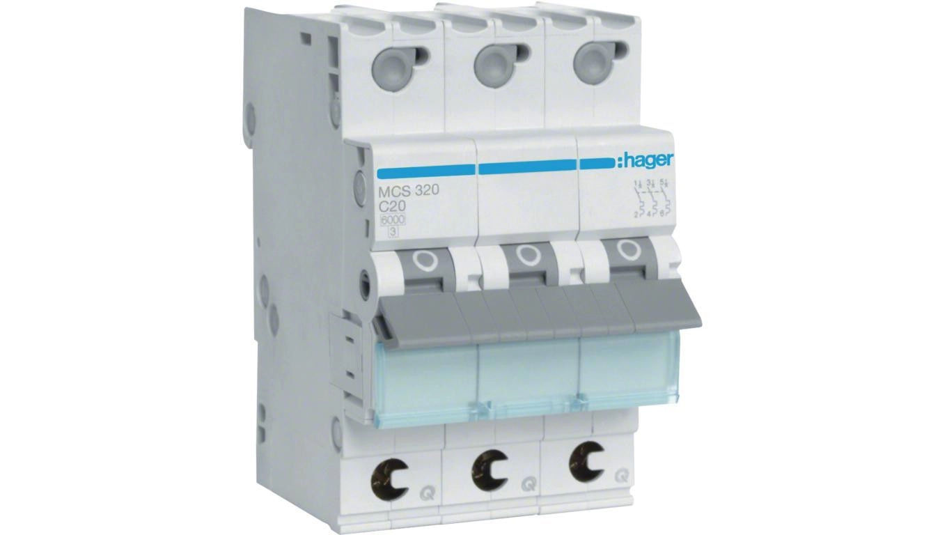 Circuit breaker 3P C 20A 6kA