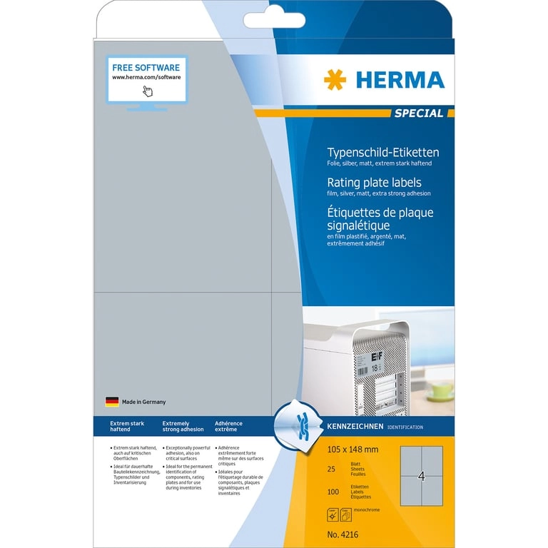 HERMA Rating plate labels A4 105x148