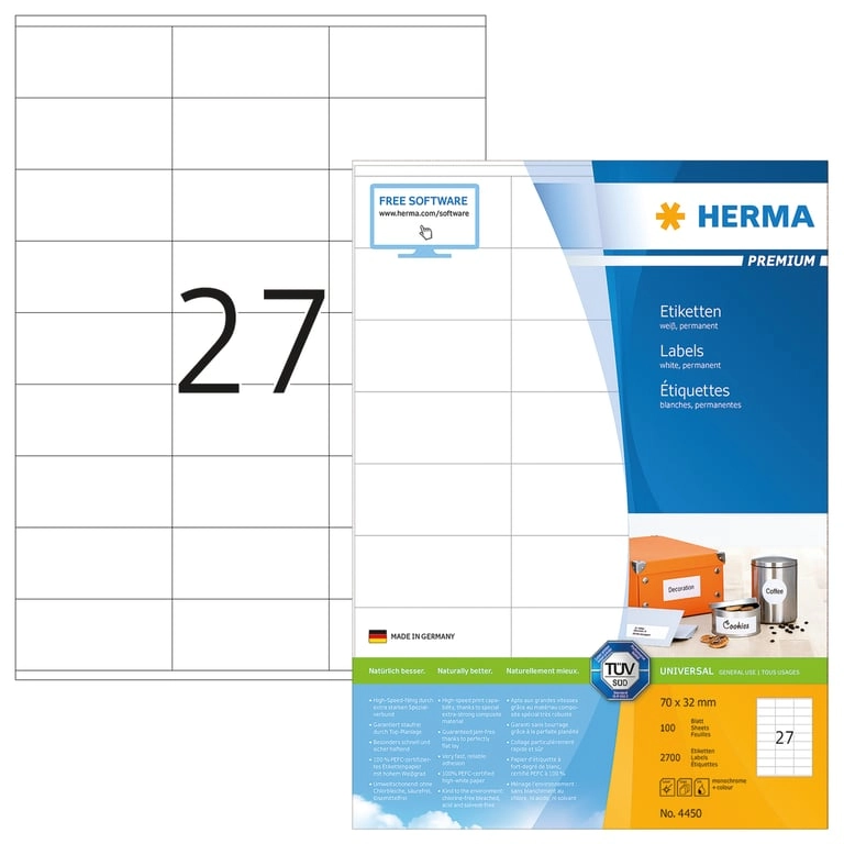HERMA Labels Premium A4 70x32 mm