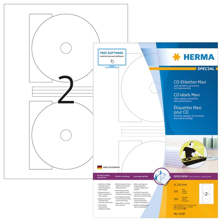 HERMA CD labels Maxi A4 Ø