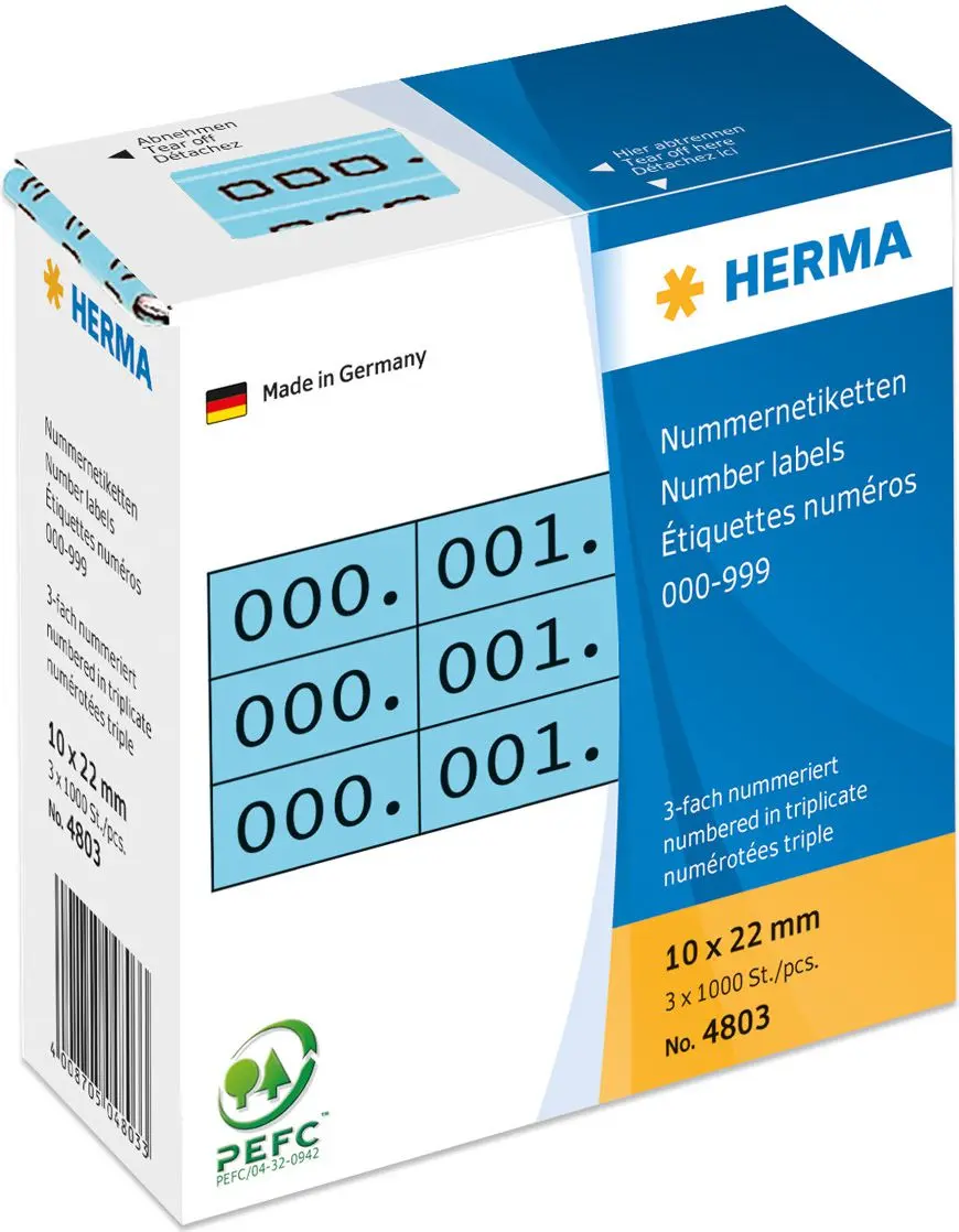 HERMA Number labels triplicate numbers self-adhesive