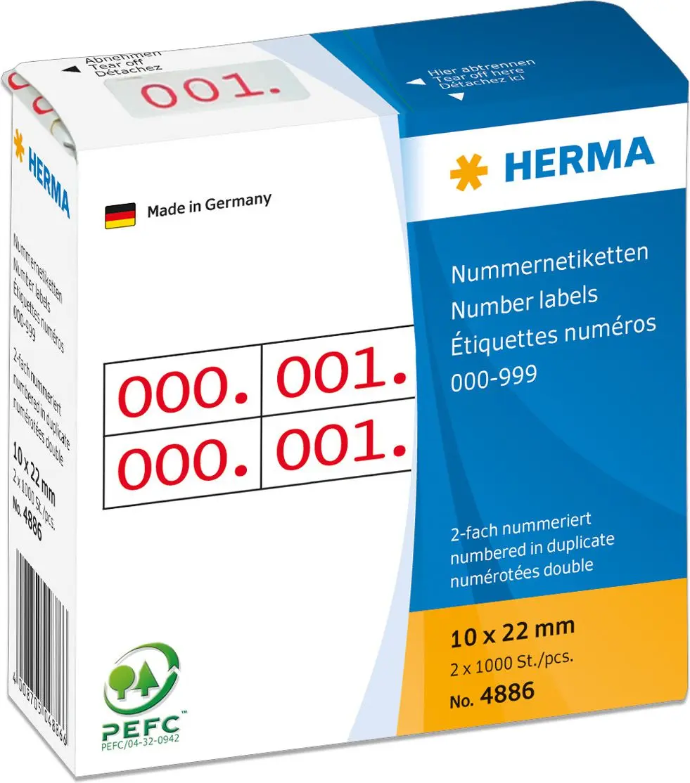 HERMA Number labels duplicate numbers self-adhesive