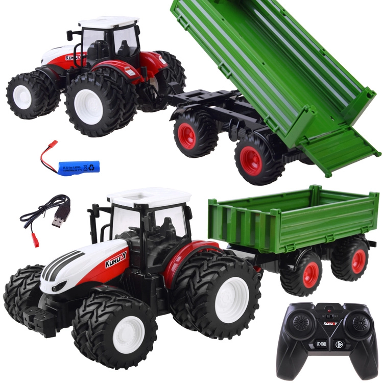Remote control tractor + green trailer