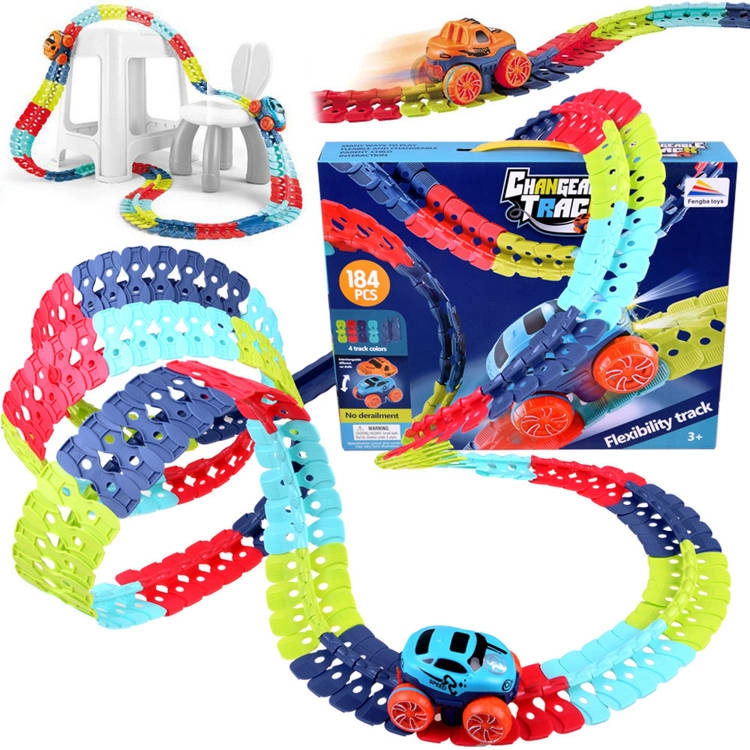 Colorful flexible track 184 cars  route