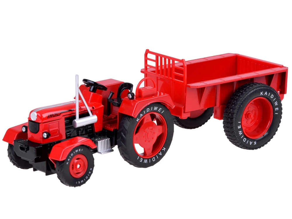 Red Metal Tractor with Trailer Swivel