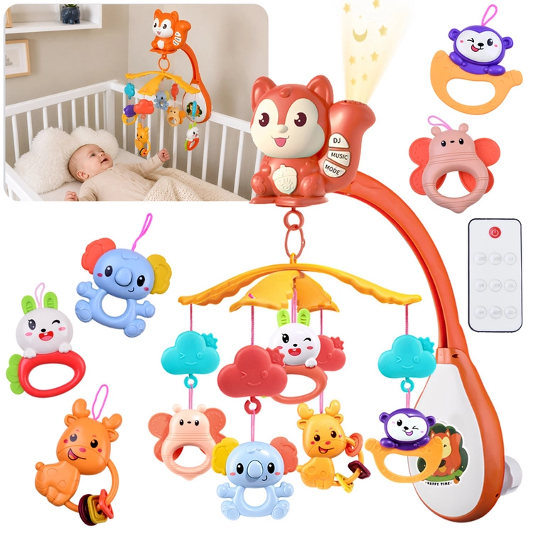 Squirrel Cot Mobile with Projector  Music