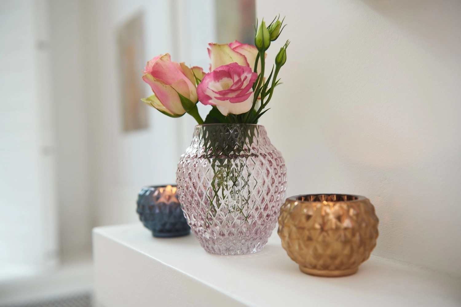 Glass vase h 23cm violet POESIA