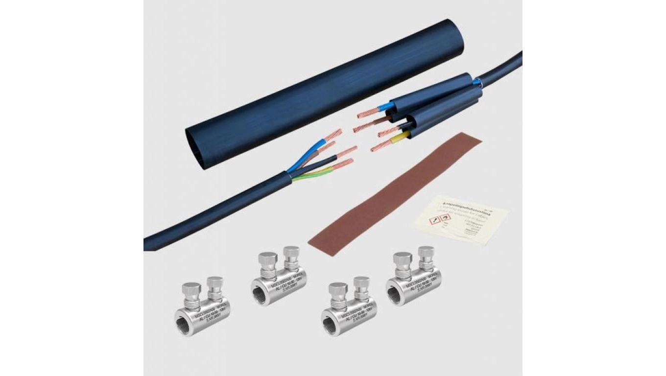 Heat shrink cable muff with cable
