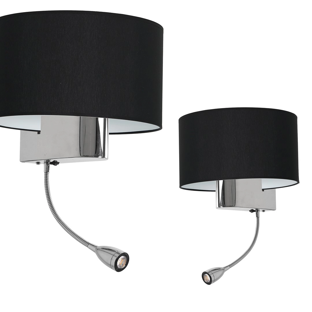 Wall lamp CASINO BLACK/CHROME 1xE27 +