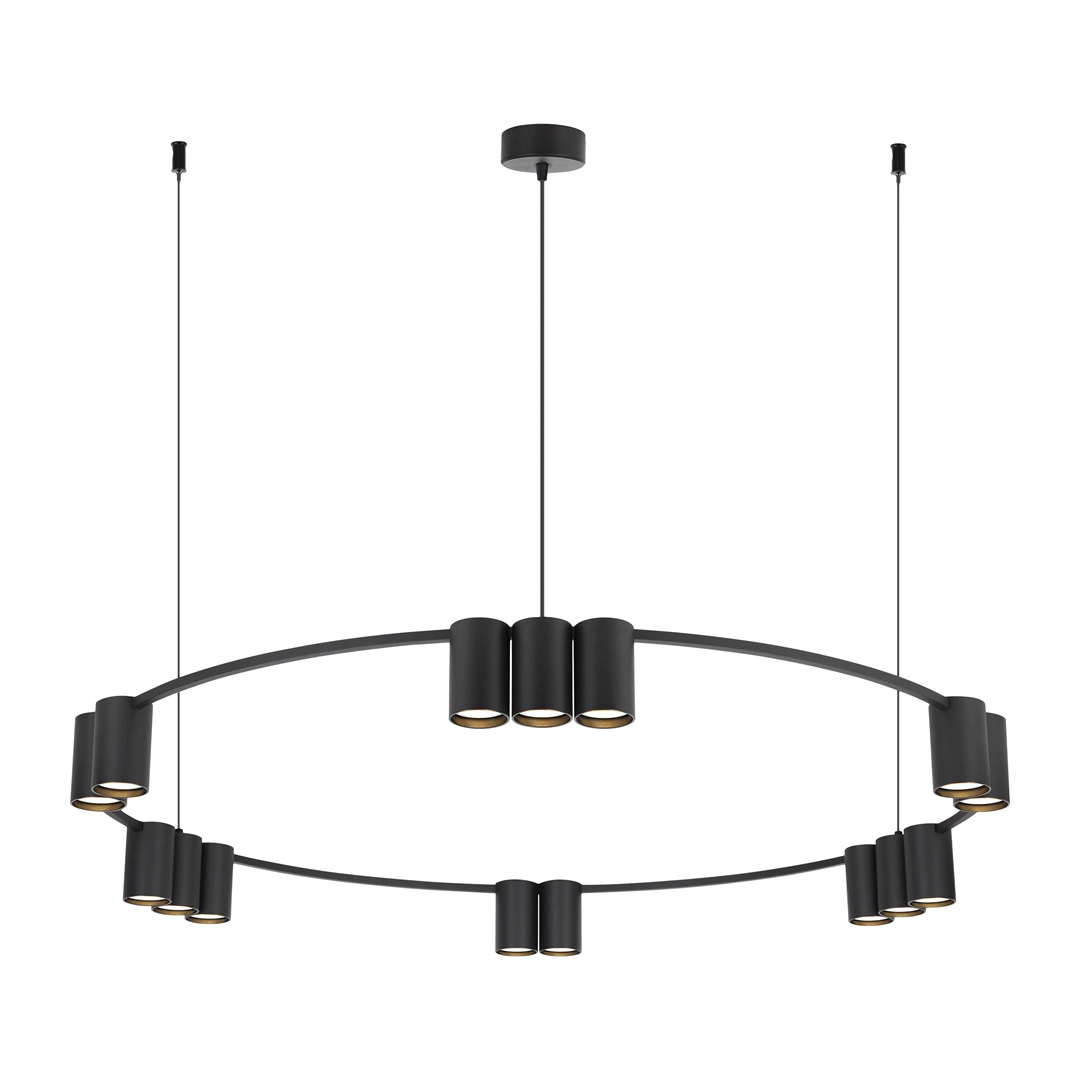 Pendant lamp (wheel) GENESIS BLACK 15xGU10