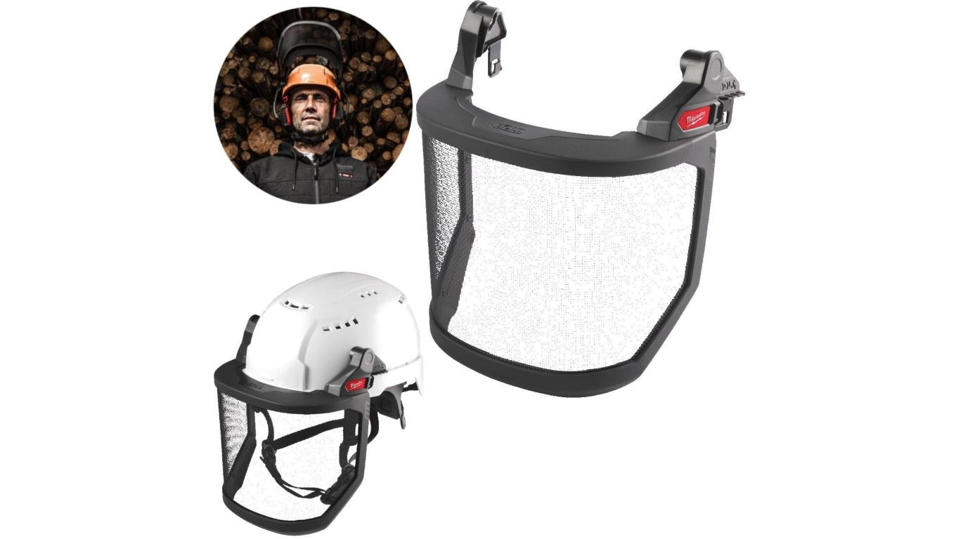 MESH FACE SHIELD FITTED TO THE