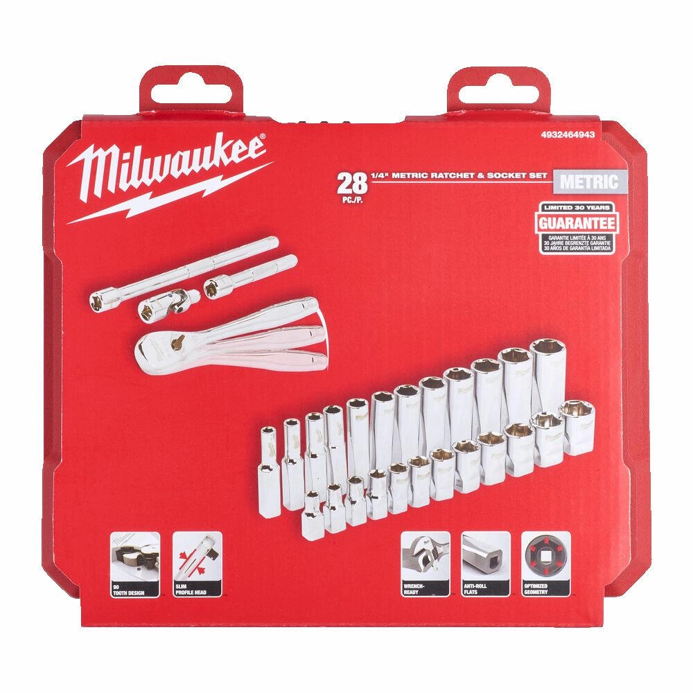 MILWAUKEE SOCKET SET 28 pcs. 1/4"