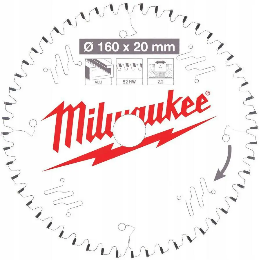 MILWAUKEE CIRCULAR SAW BLADE 160x20x2.2x52z