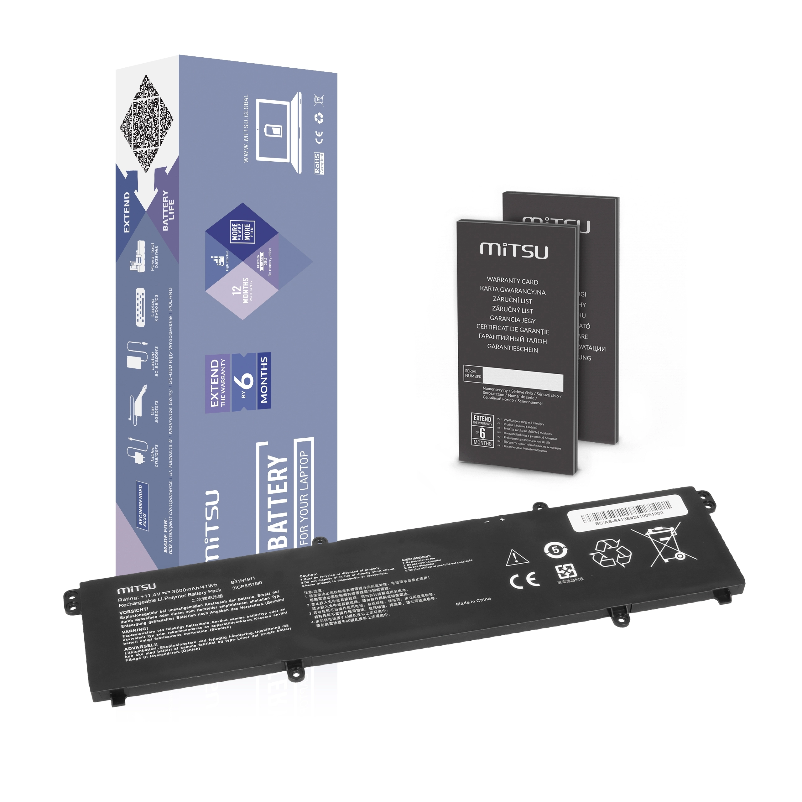 Battery Mitsu for Asus VivoBook M1502I