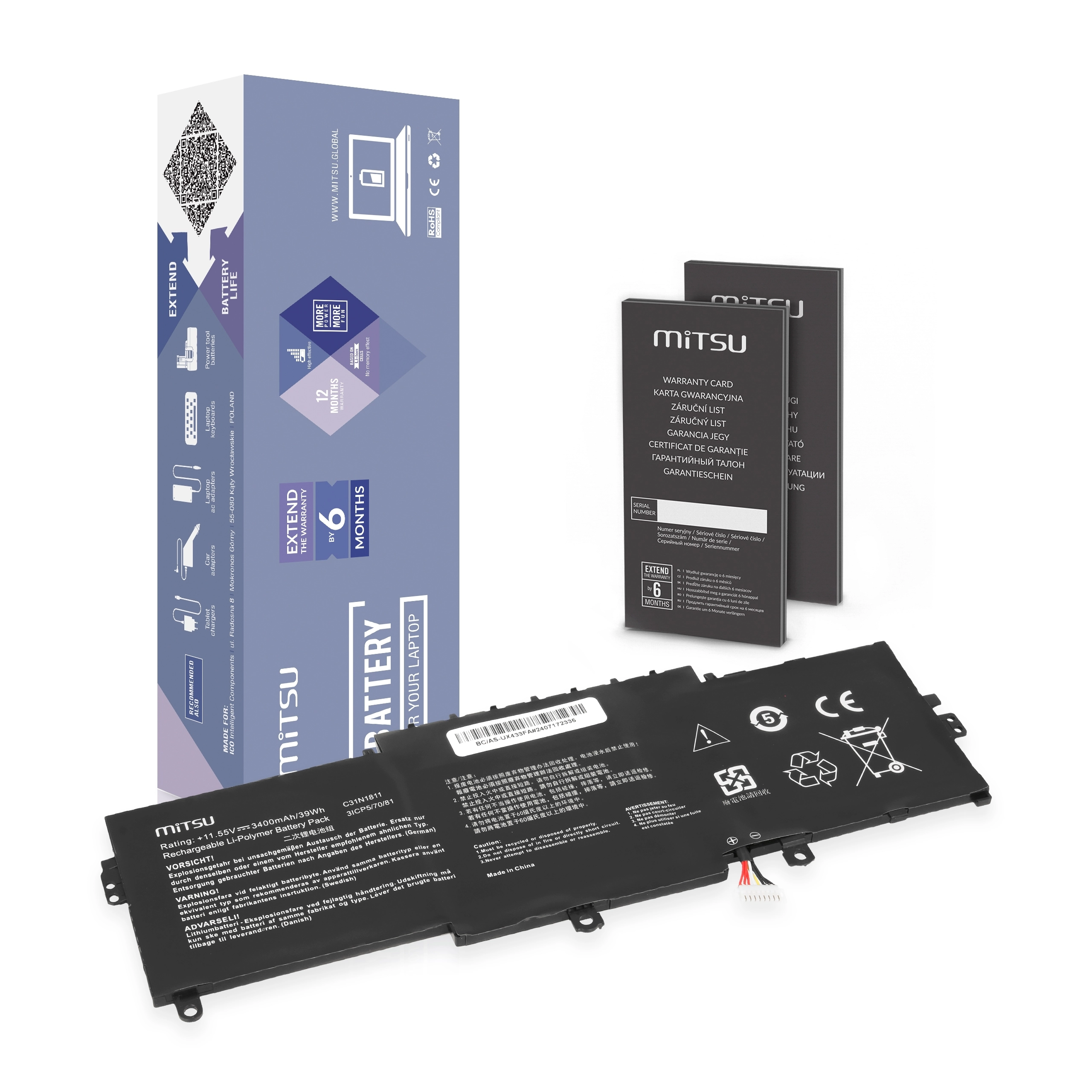 Bateria C31N1811 do Asus ZenBook 14