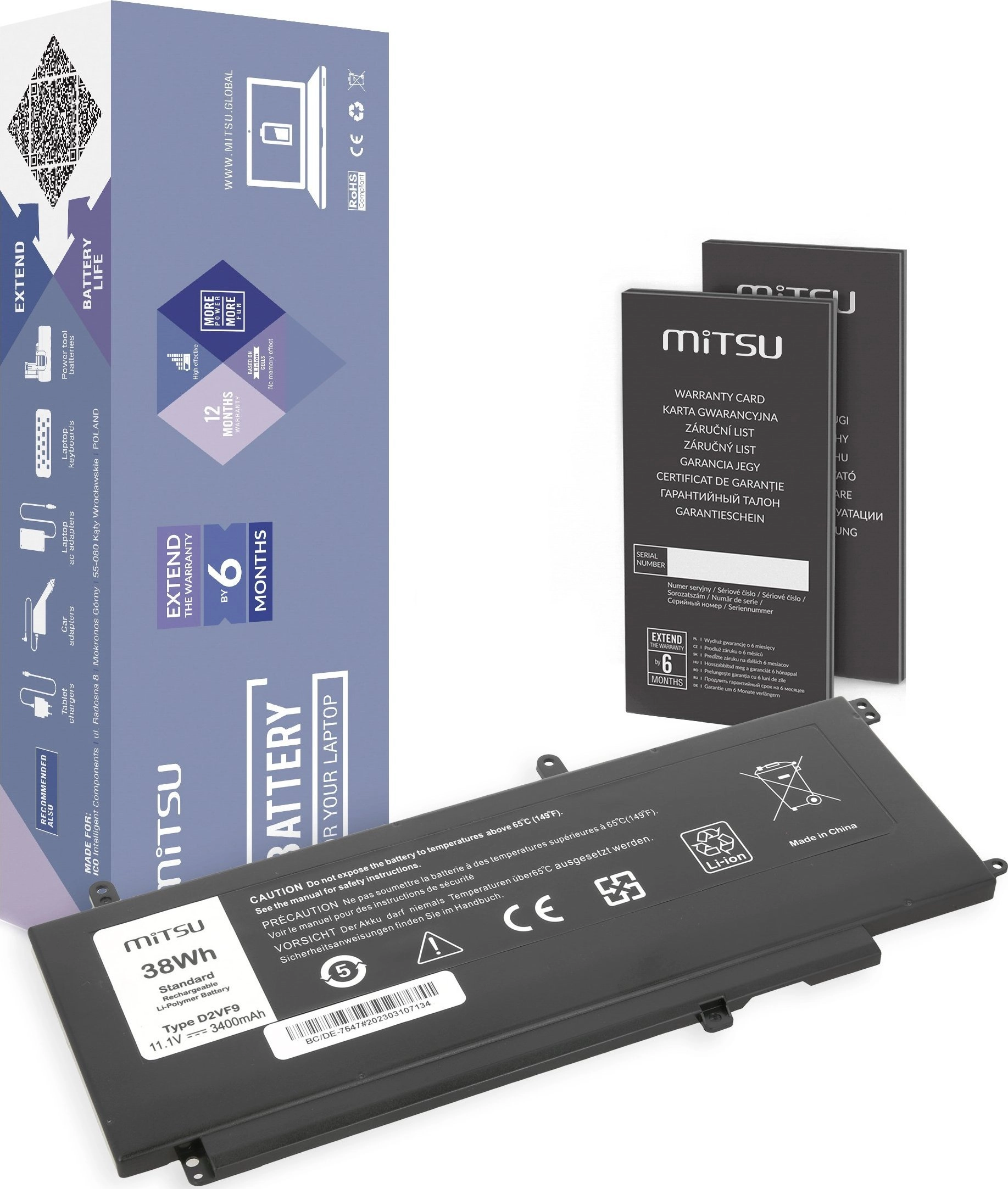 Bateria Mitsu 3400 mAh do laptopa