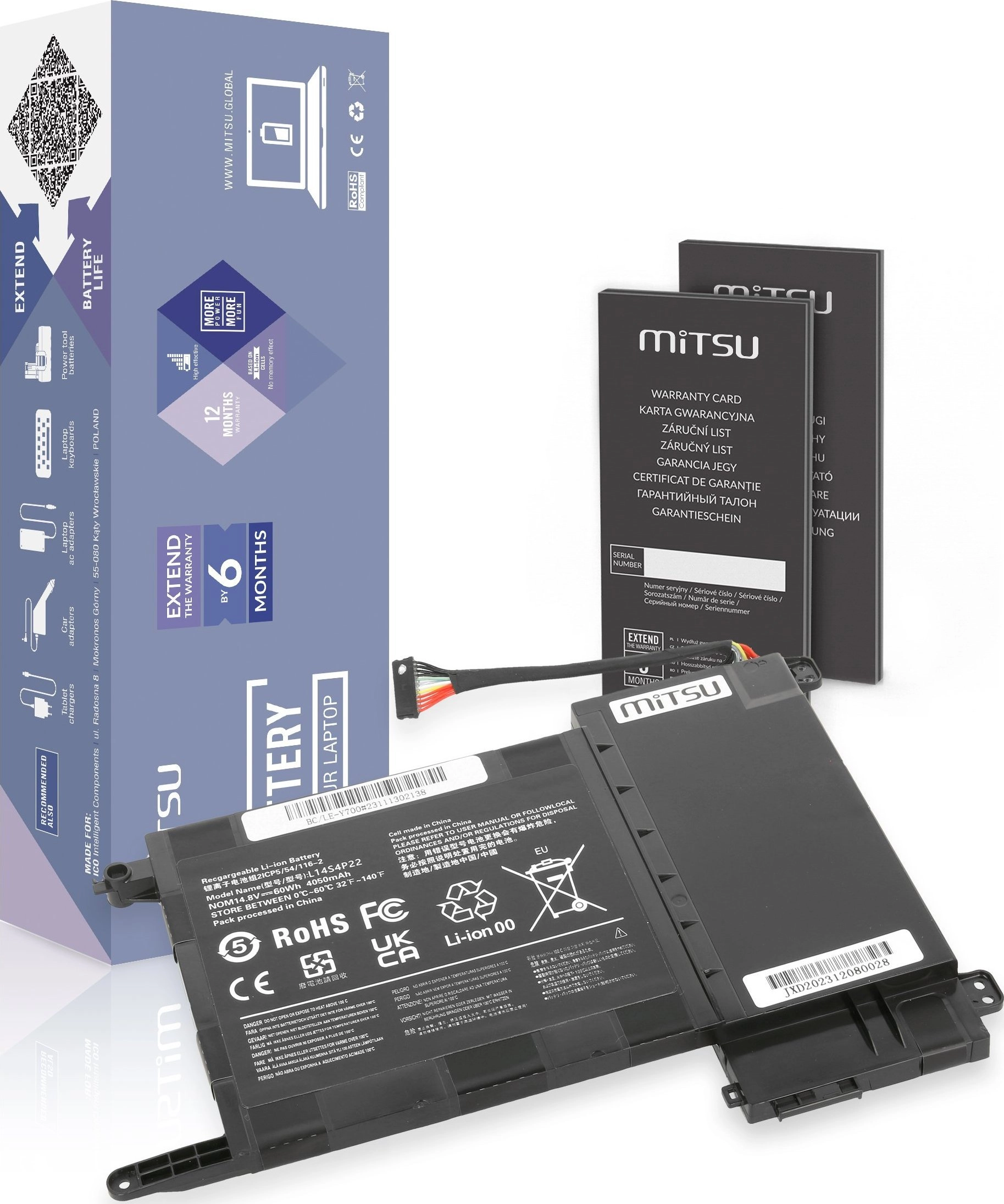 Bateria Mitsu Bateria L14S4P22 do Lenovo