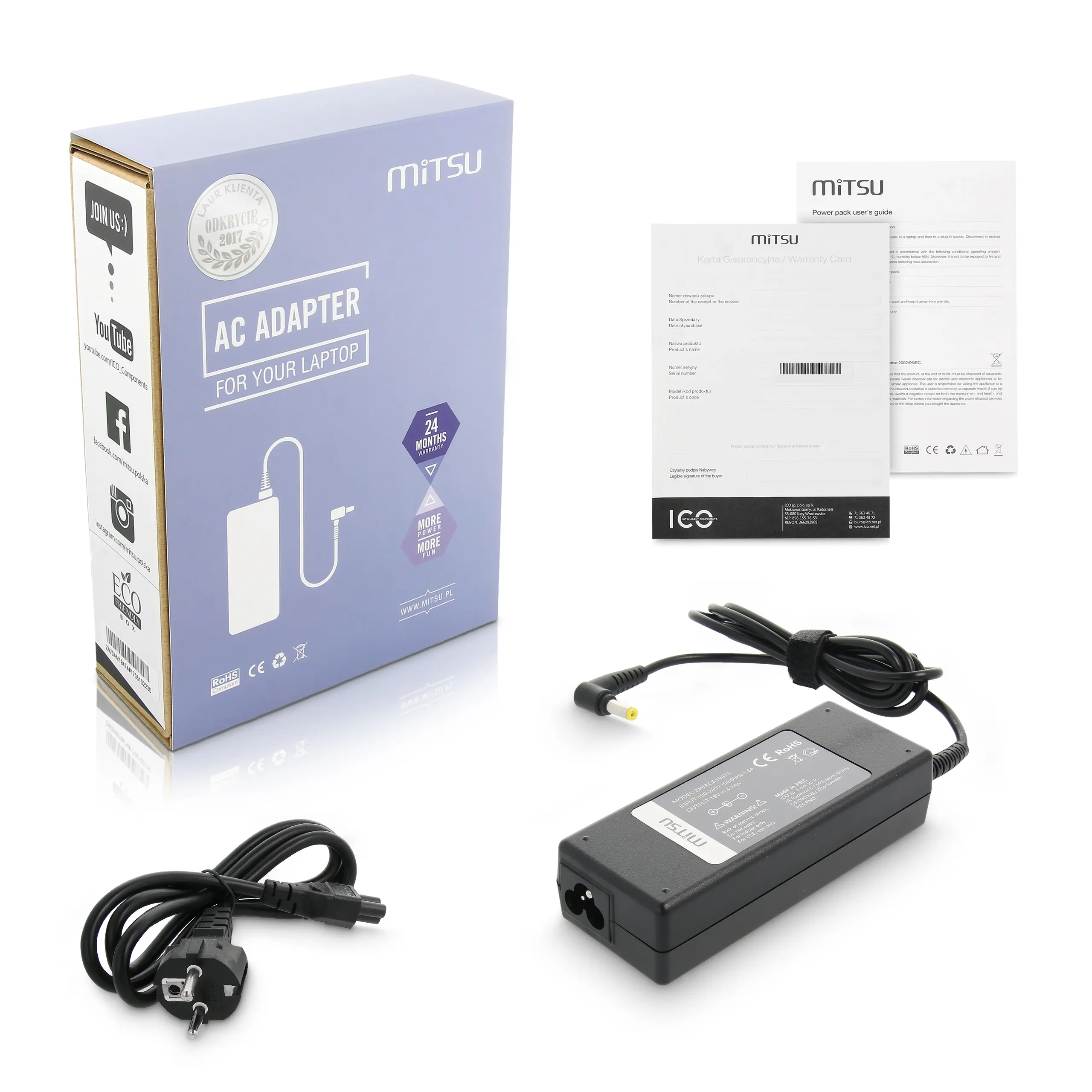 Notebook charger mitsu 19v 4.74a