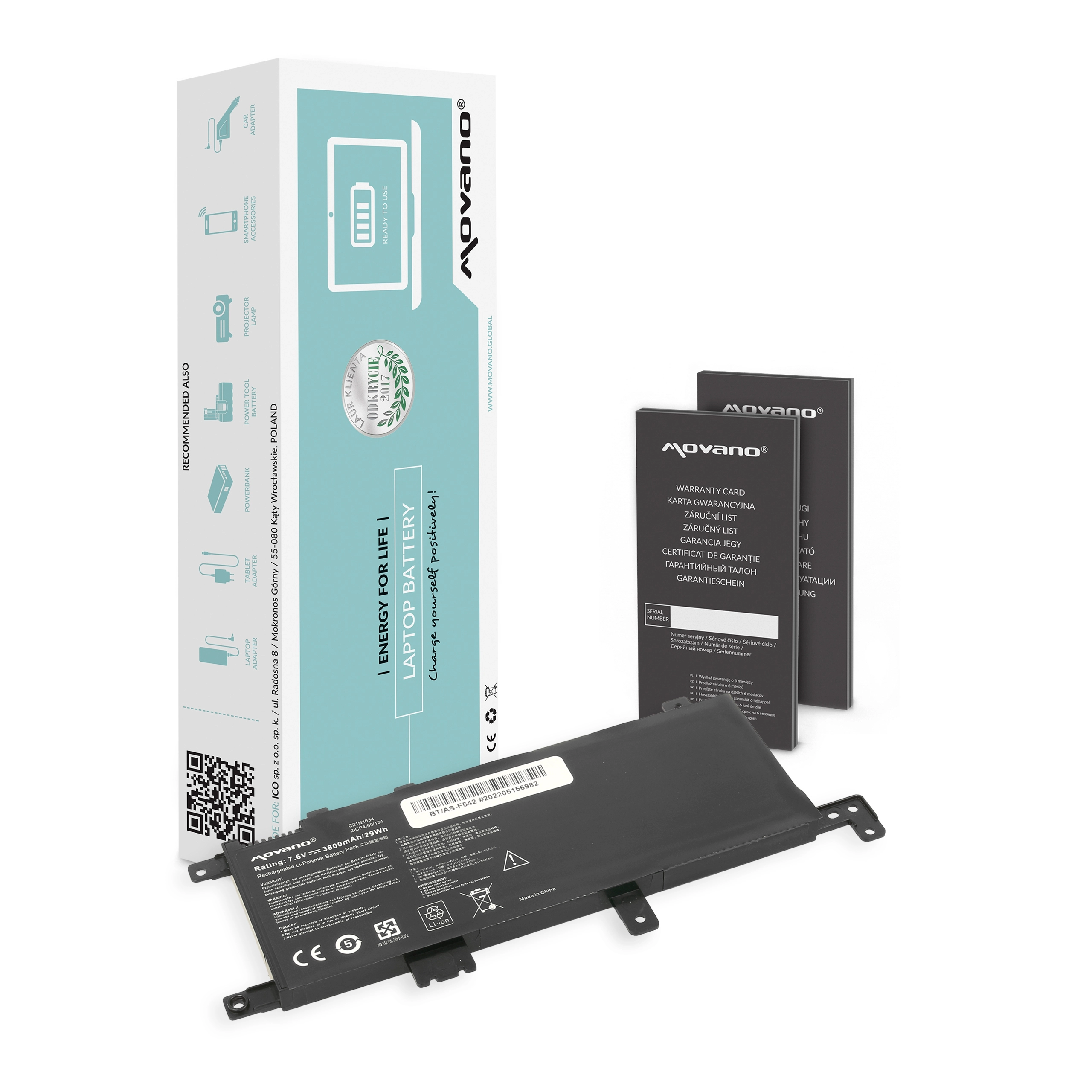 Movano battery for Asus F542 BT/AS-F542