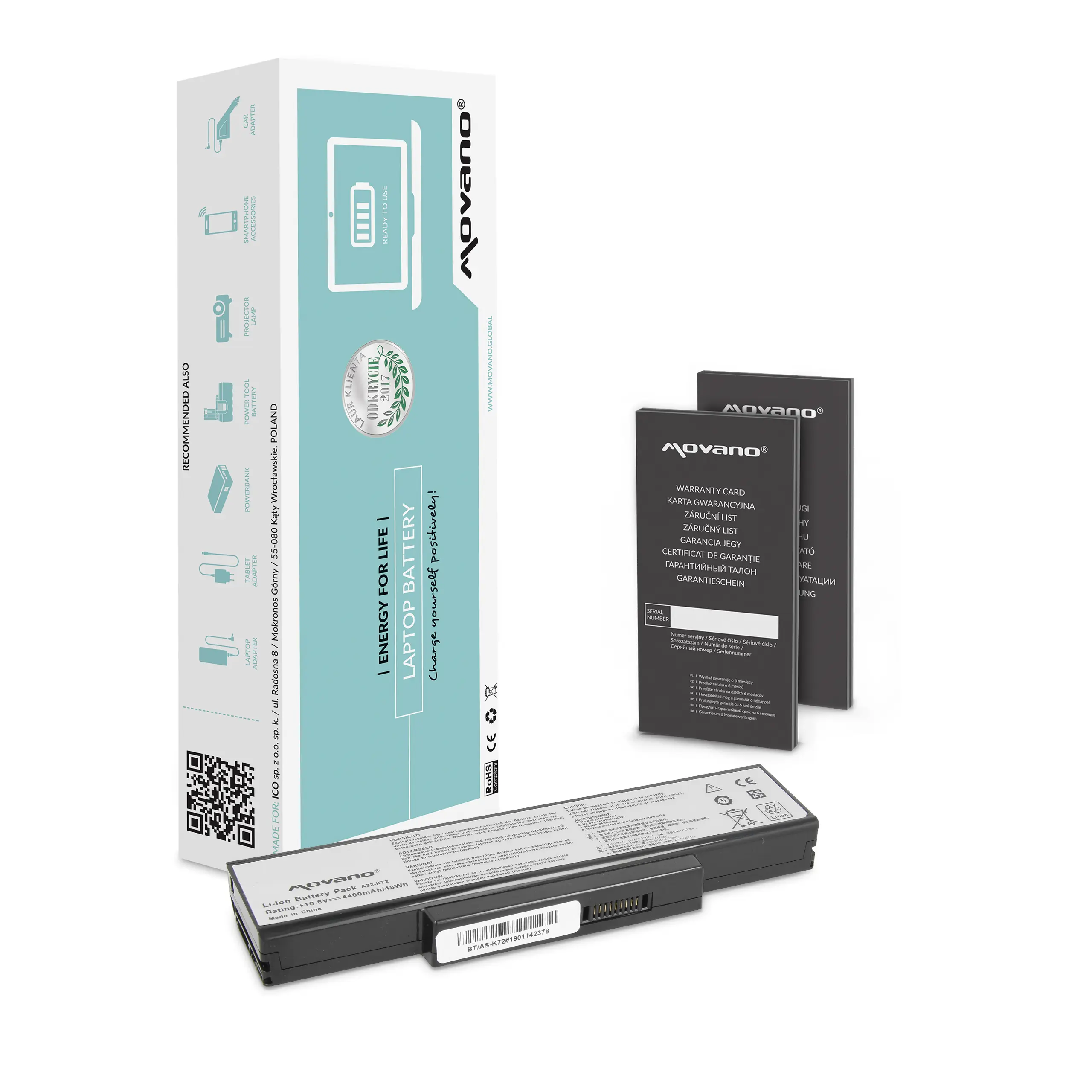 Movano battery for Asus K72  K73