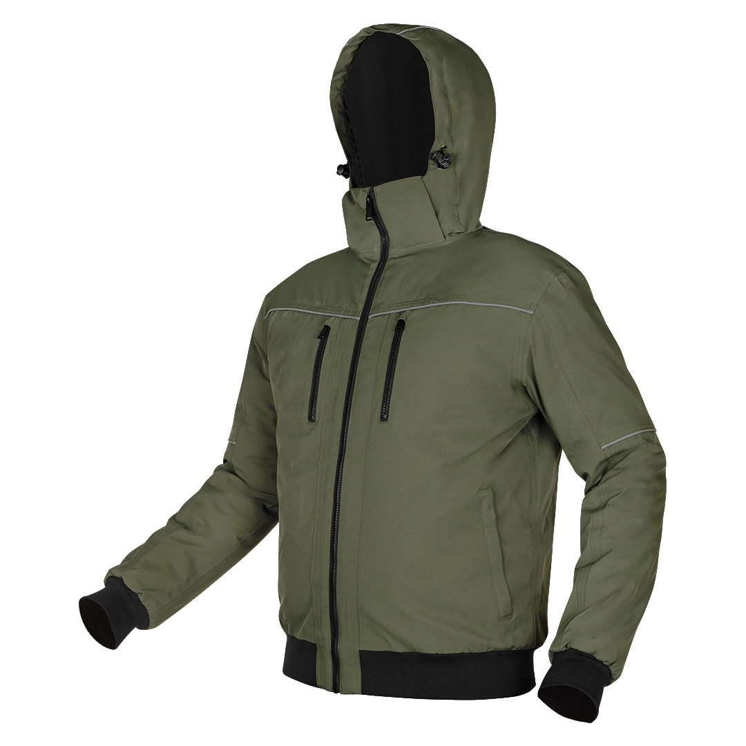 Insulated jacket with hood OUTDOOR green
