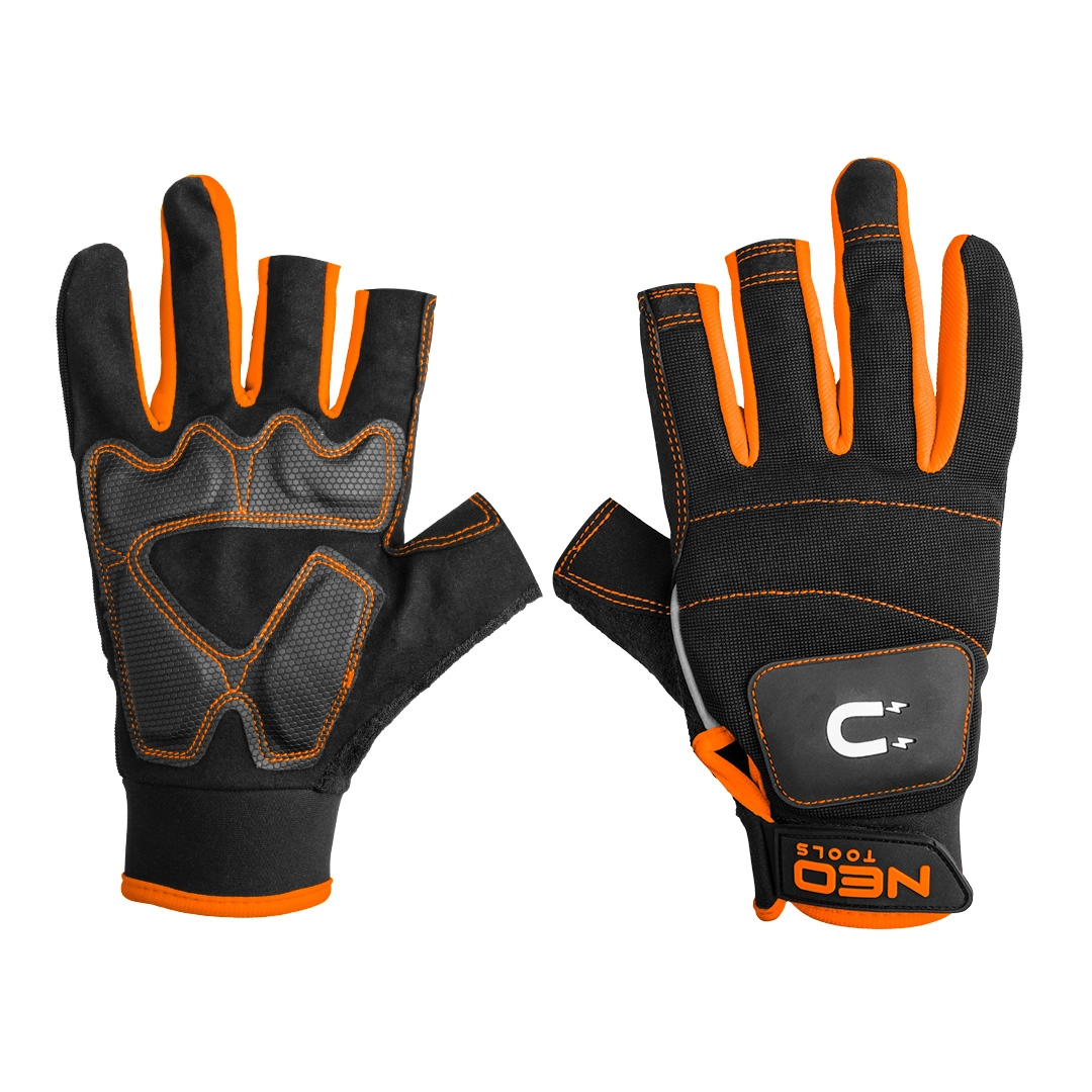 Work gloves with magnet  fingerless  size