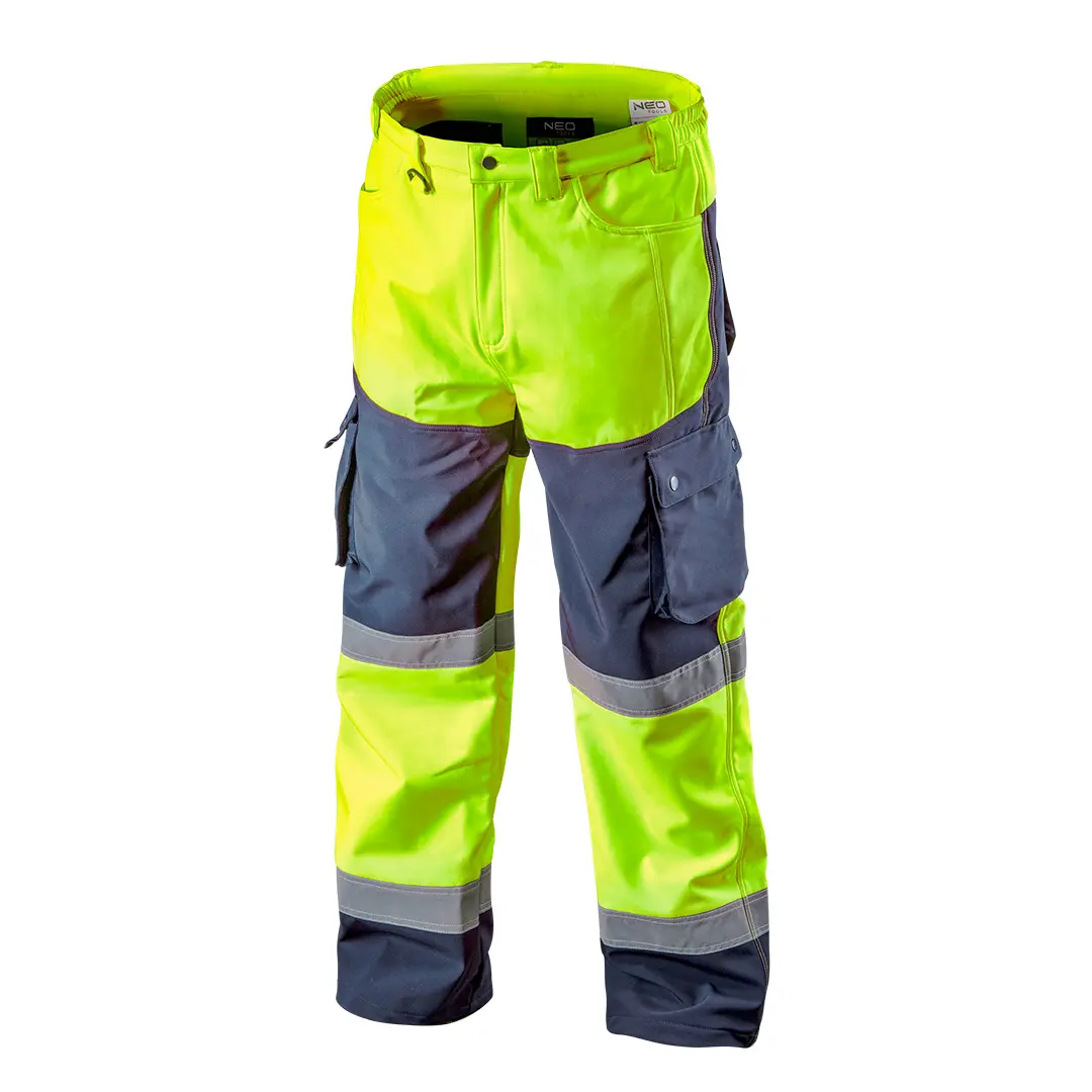 High visibility softshell work trousers yellow