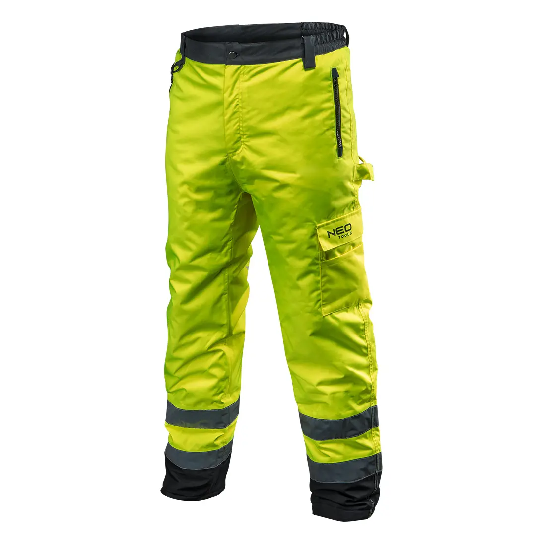 High visibility work trousers padded yellow