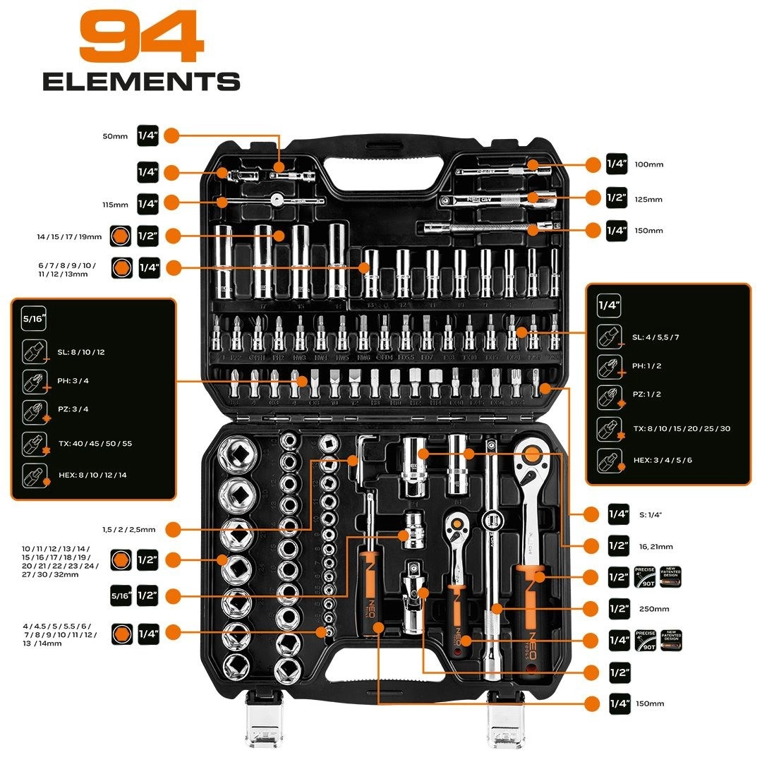 Tool set Neo 10-062 94 el