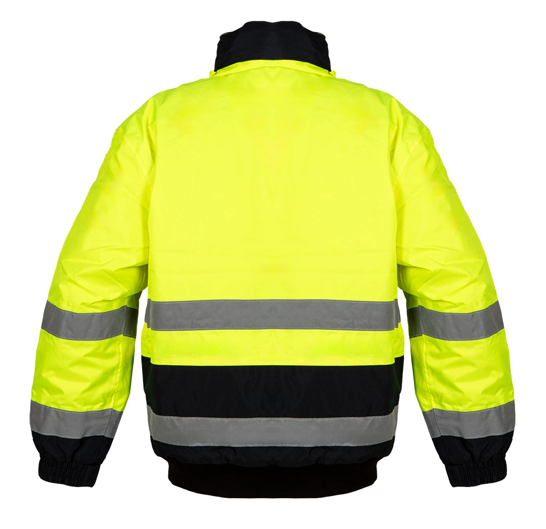 High visibility insulated work jacket yellow