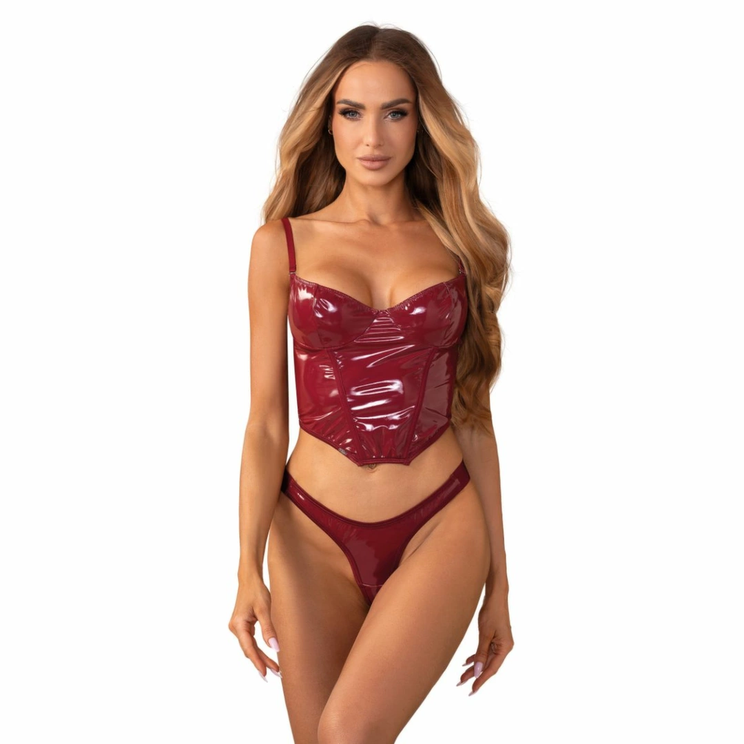 Obsessive Redya Corset  Thong Set Red