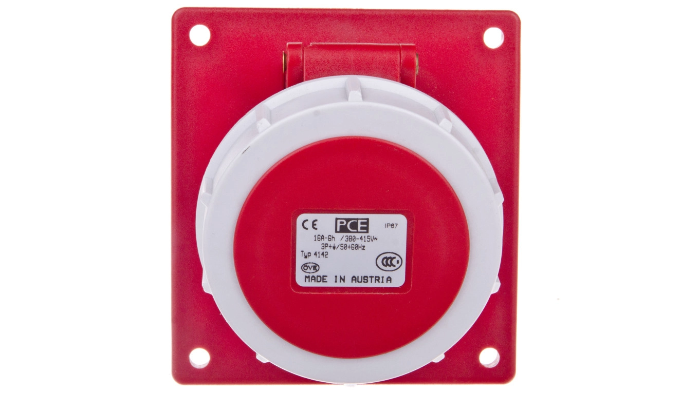 Angular board socket 16A 4P 400V