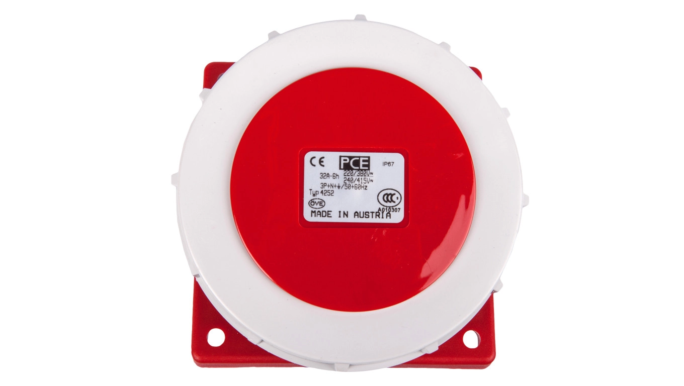 Angular board socket 32A 5P 400V