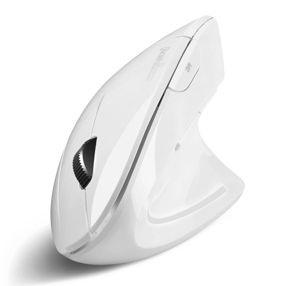 Perixx PERIMICE-813 W optiskā bezvadu pele vertikālā labā baltā RF + BLUETOOTH