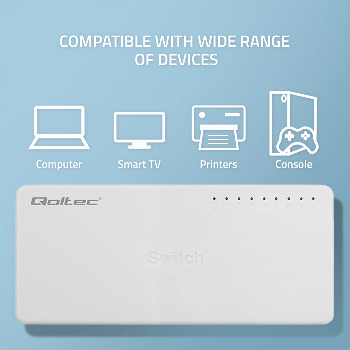 Switch Qoltec SWITCH przełącznik sieciowy 8