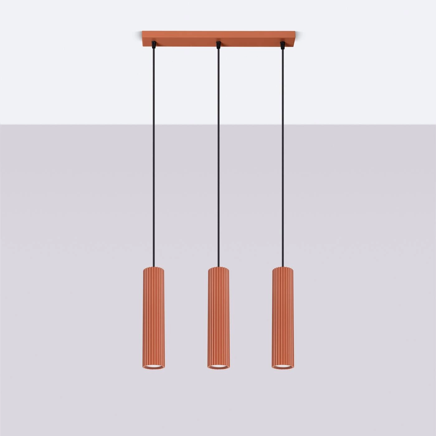 Pendant lamp KARBON 3L ochre red
