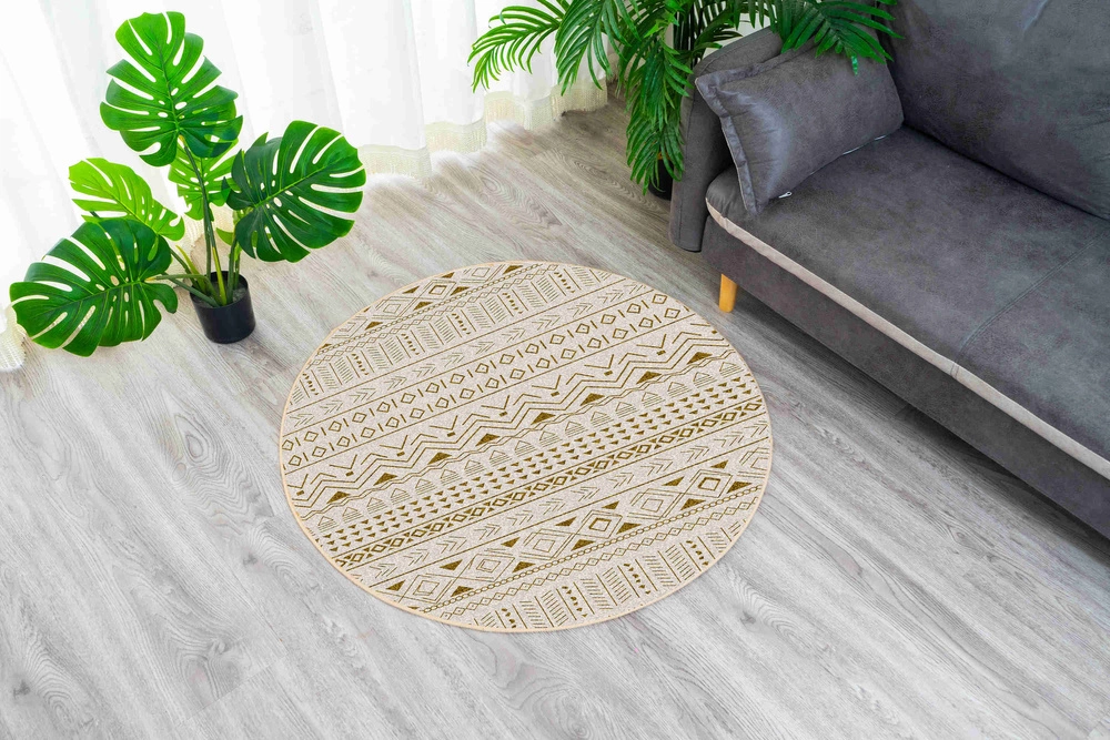 Round carpet NOVO Strado modern beige
