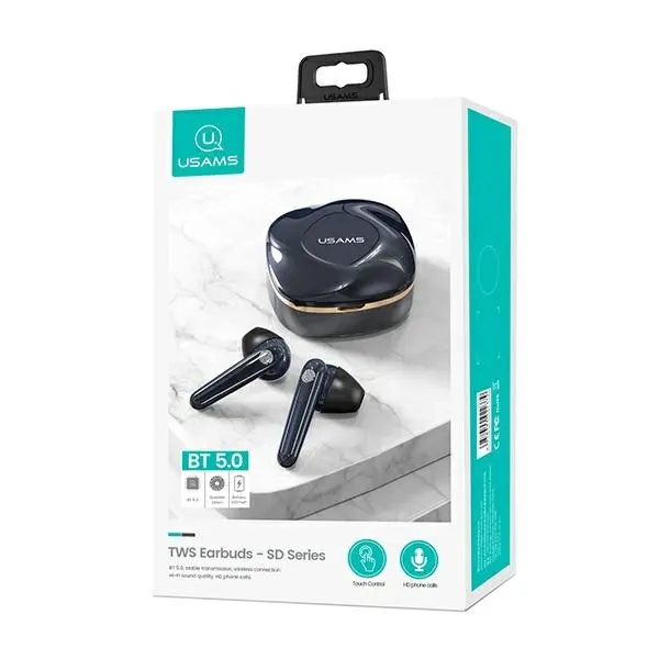 Usams USAMS Austiņas Bluetooth 5.0 Austiņas TWS SD sērijas bezvadu zils/dārgakmens zils BHUSD02