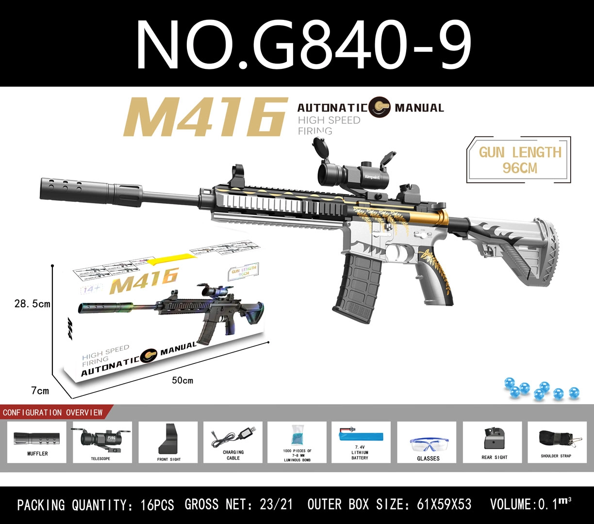 M416 Gray Water Bullet Rifle +