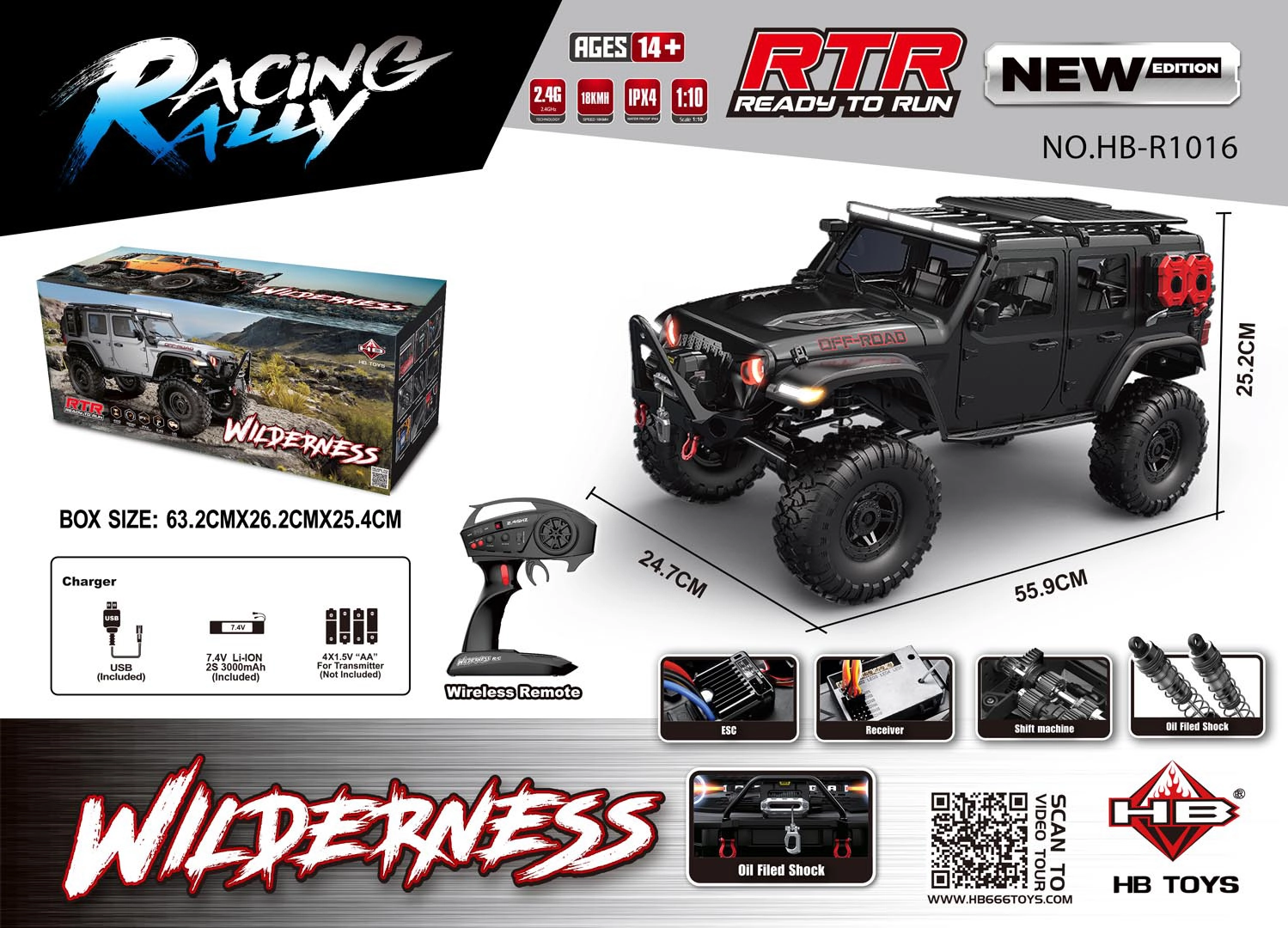 Car R/C WILDERNESS RTR 1:10 Black