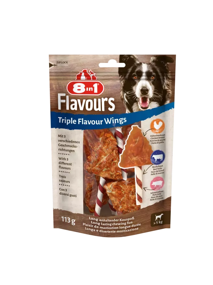 8in1 Triple Flavour Wings Dog Snacks