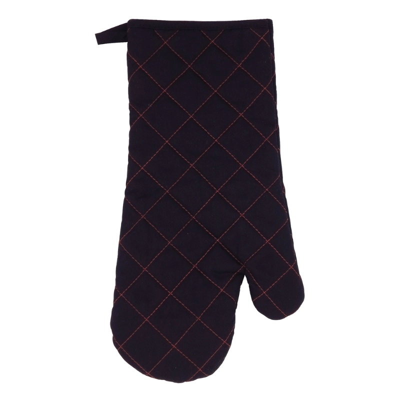 Heat-resistant grill glove 18x38cm black/red seams