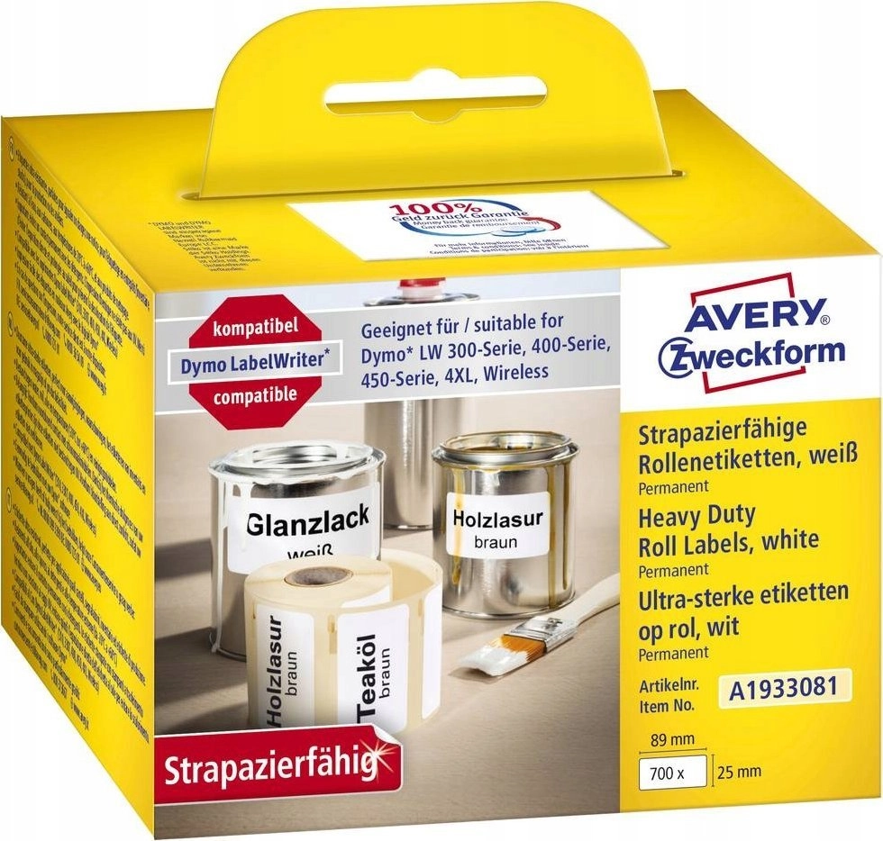 AVERY Avery A1933081  White  Rectangle  Permanent