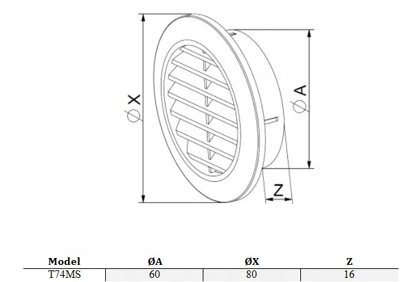 AWENTA Ventilation grille Awenta T74MS MINI-AWENT