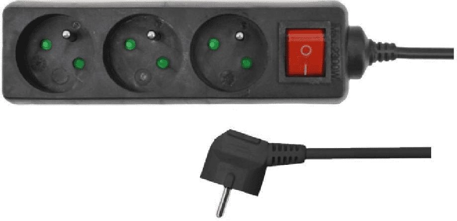 AWTools power strip 3 sockets 5