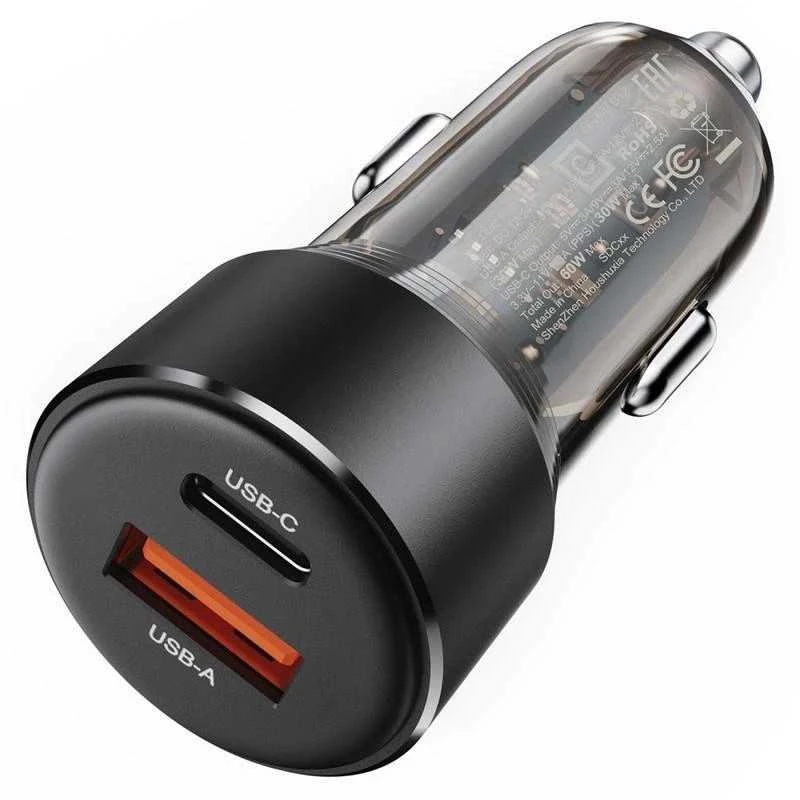 Acefast automobilinis įkroviklis 60W USB-A /