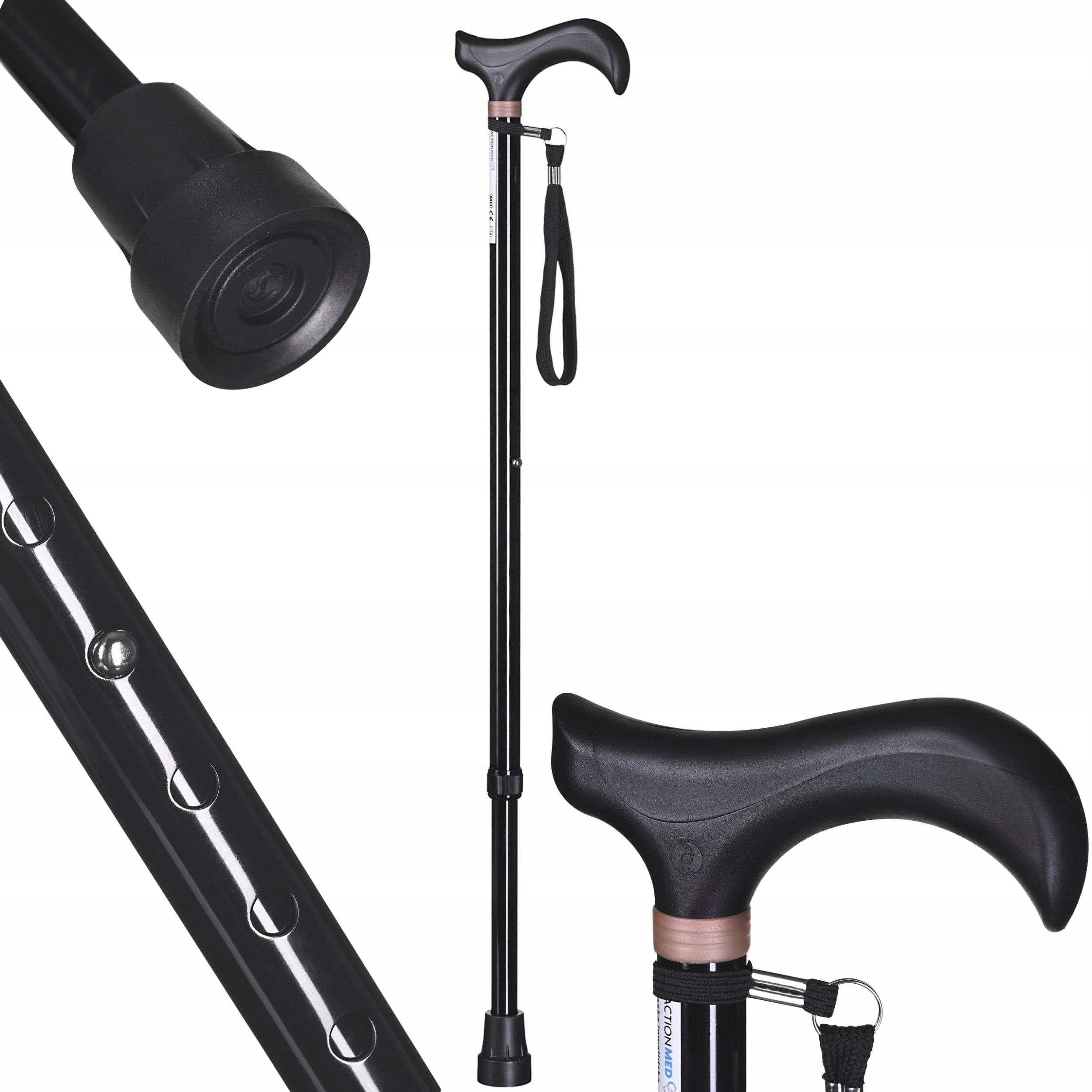 ActionMed Adjustable walking stick  black LI200AM