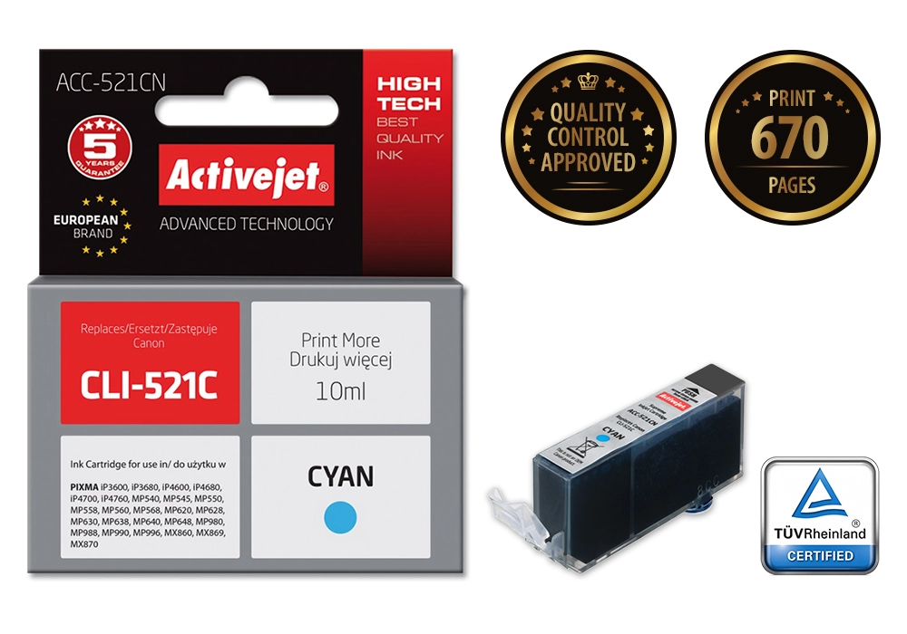 Activejet ACC-521CN ink (replacement for Canon