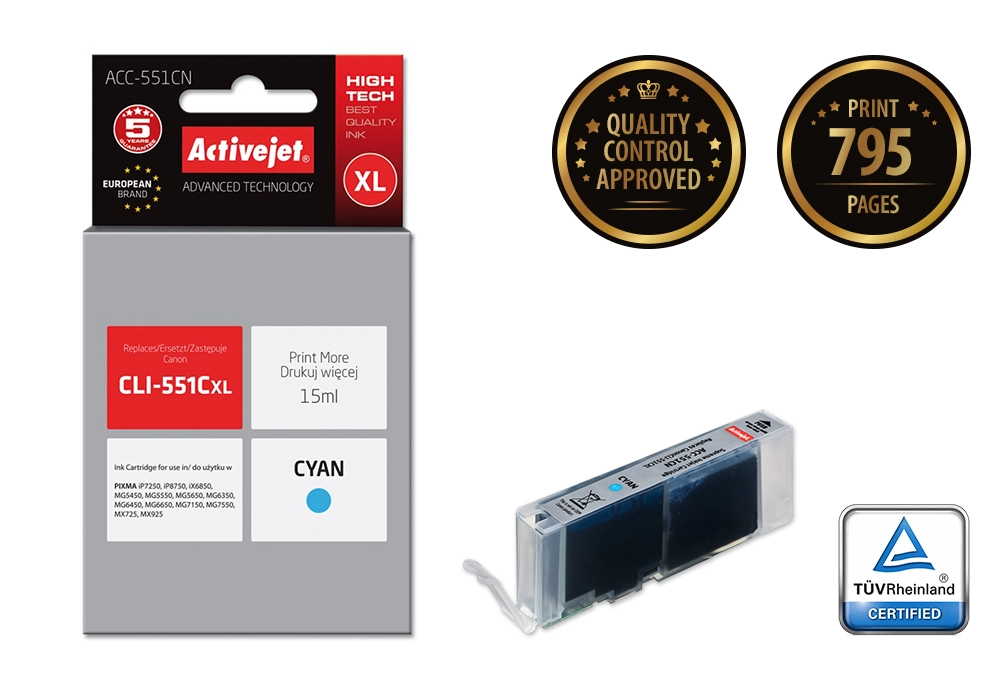 Activejet ACC-551CN ink (replacement for Canon